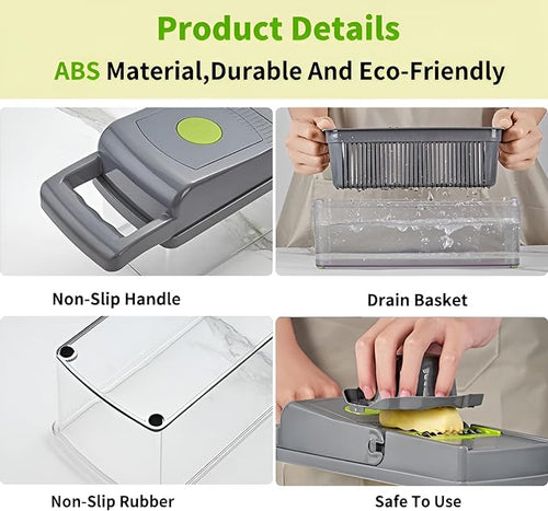 14 in 1 Multifunctional Vegetable Chopper, Mandoline Dicer, Slicer, With Container Box